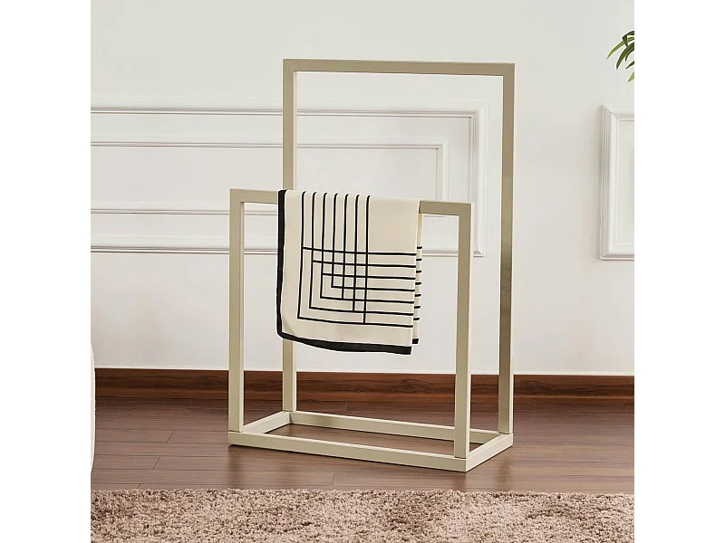 Porte-serviettes sur pied - 2 barres taupe, style design SFAX