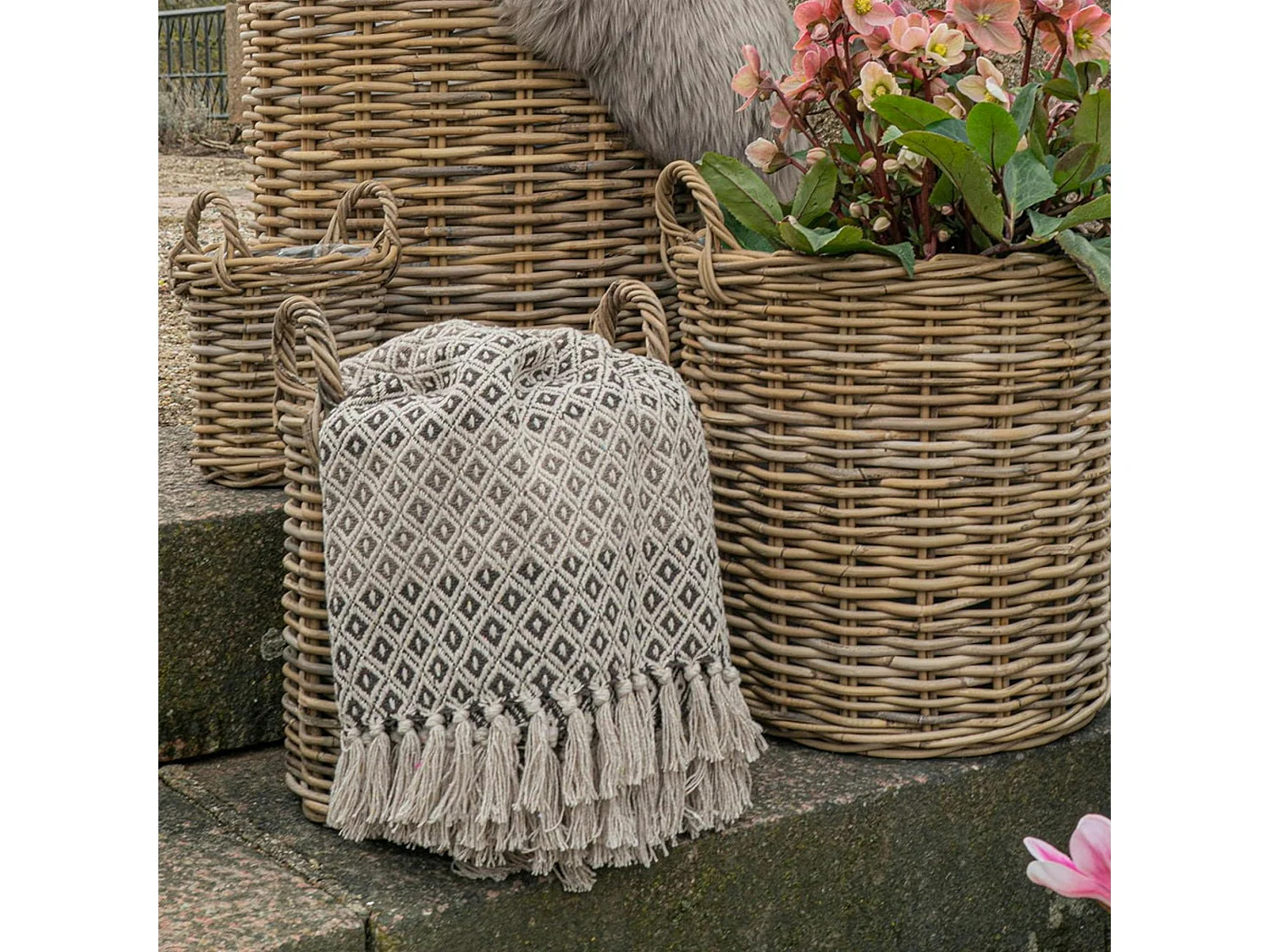 Jeté de canapé beige & marron – losanges, 130x180 cm FALLON