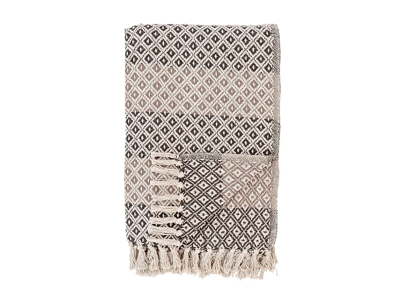 Jeté de canapé beige & marron – losanges, 130x180 cm FALLON