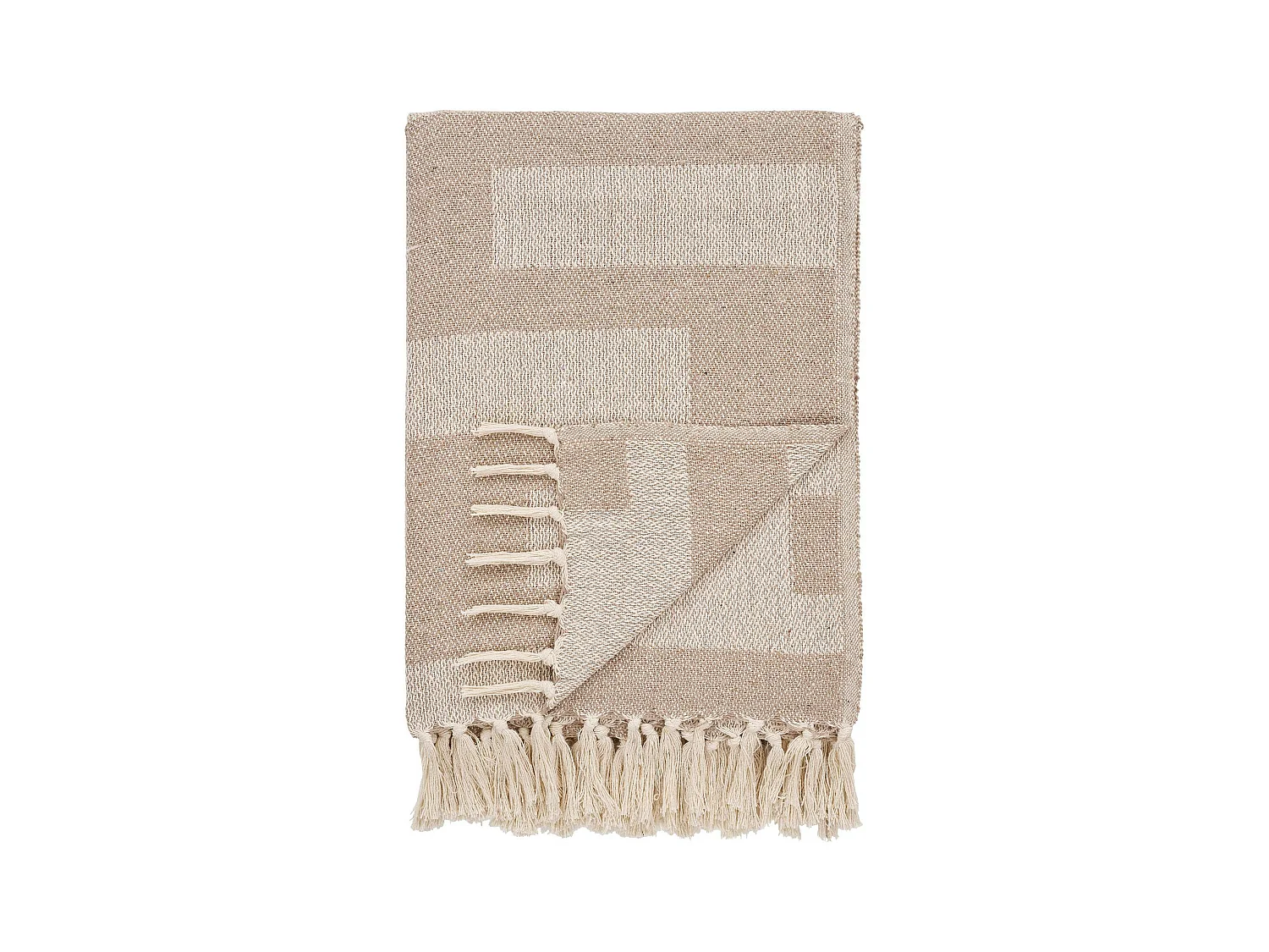Jeté de canapé beige & brun à franges - 130x180 FALLON
