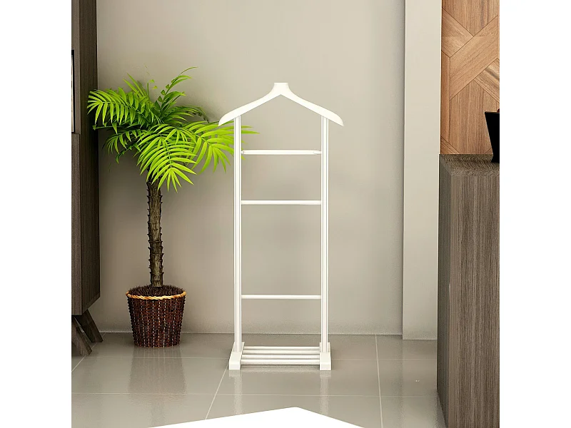 Valet de chambre blanc avec plateau vide-poches SITIA