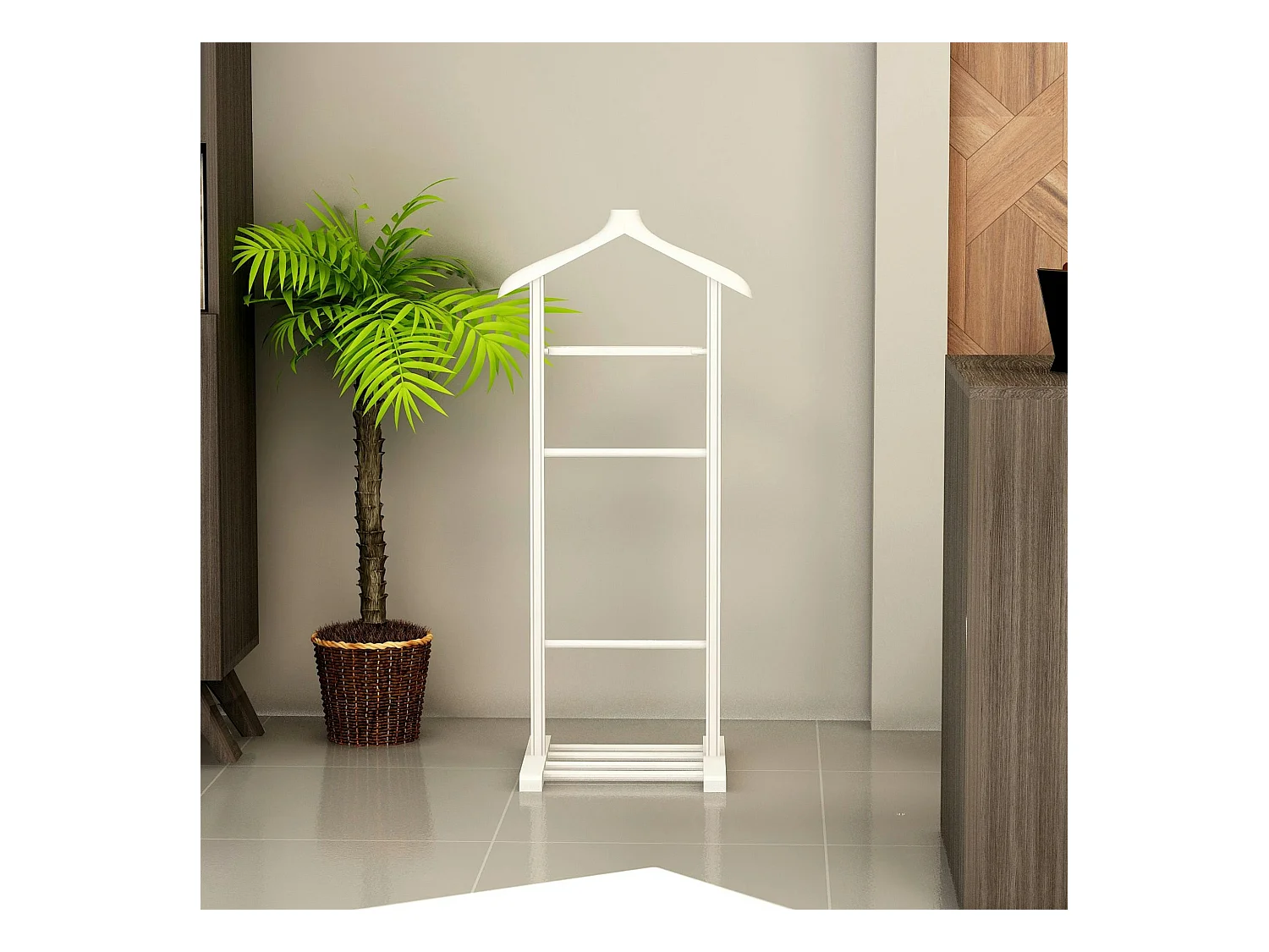 Valet de chambre blanc avec plateau vide-poches SITIA