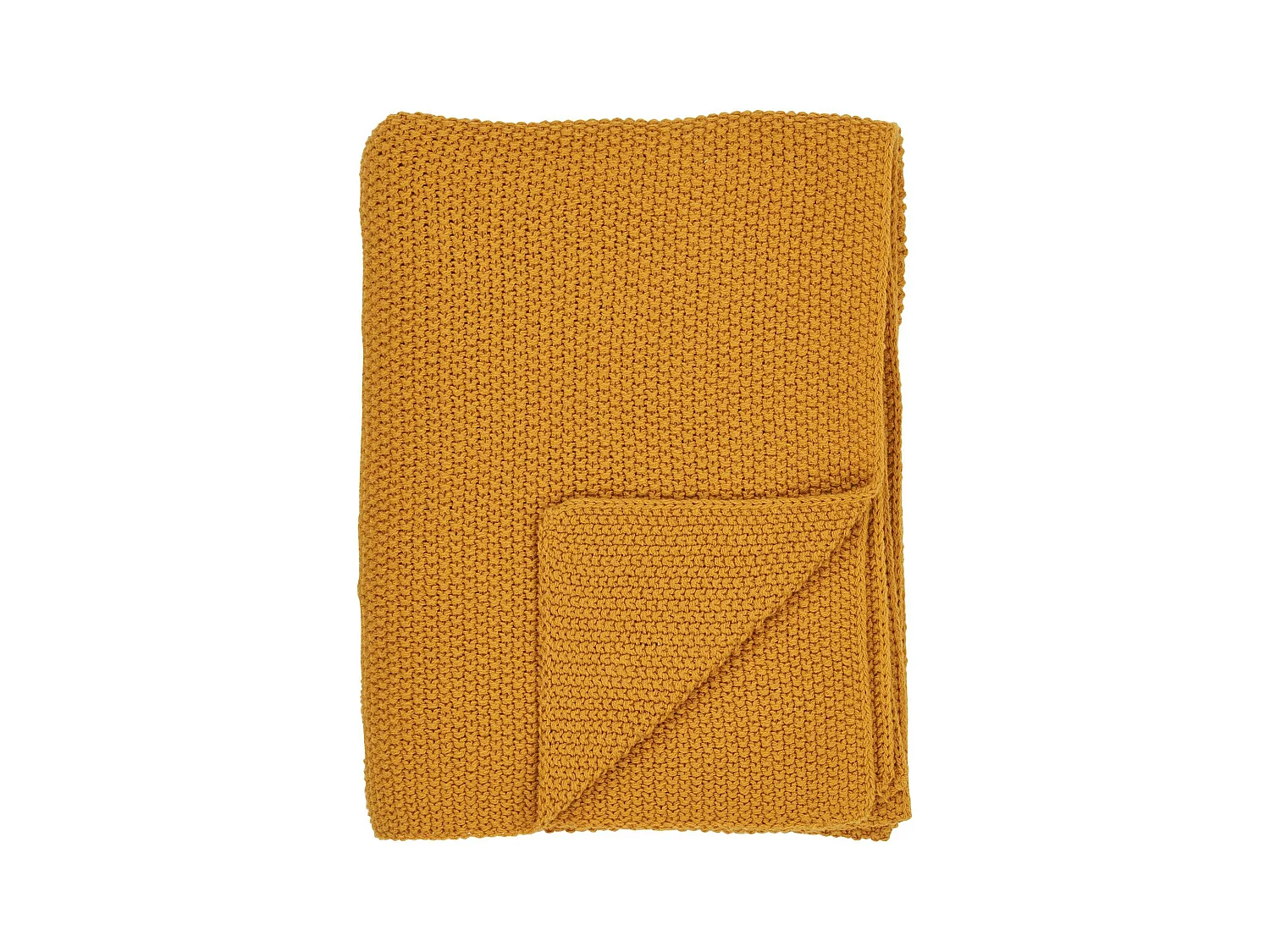 Plaid canapé moutarde - maille de coton recyclé FALLON