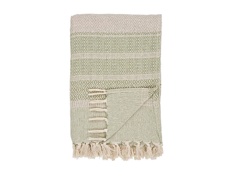 Jeté de canapé vert sauge et rose, 130x180 cm FALLON