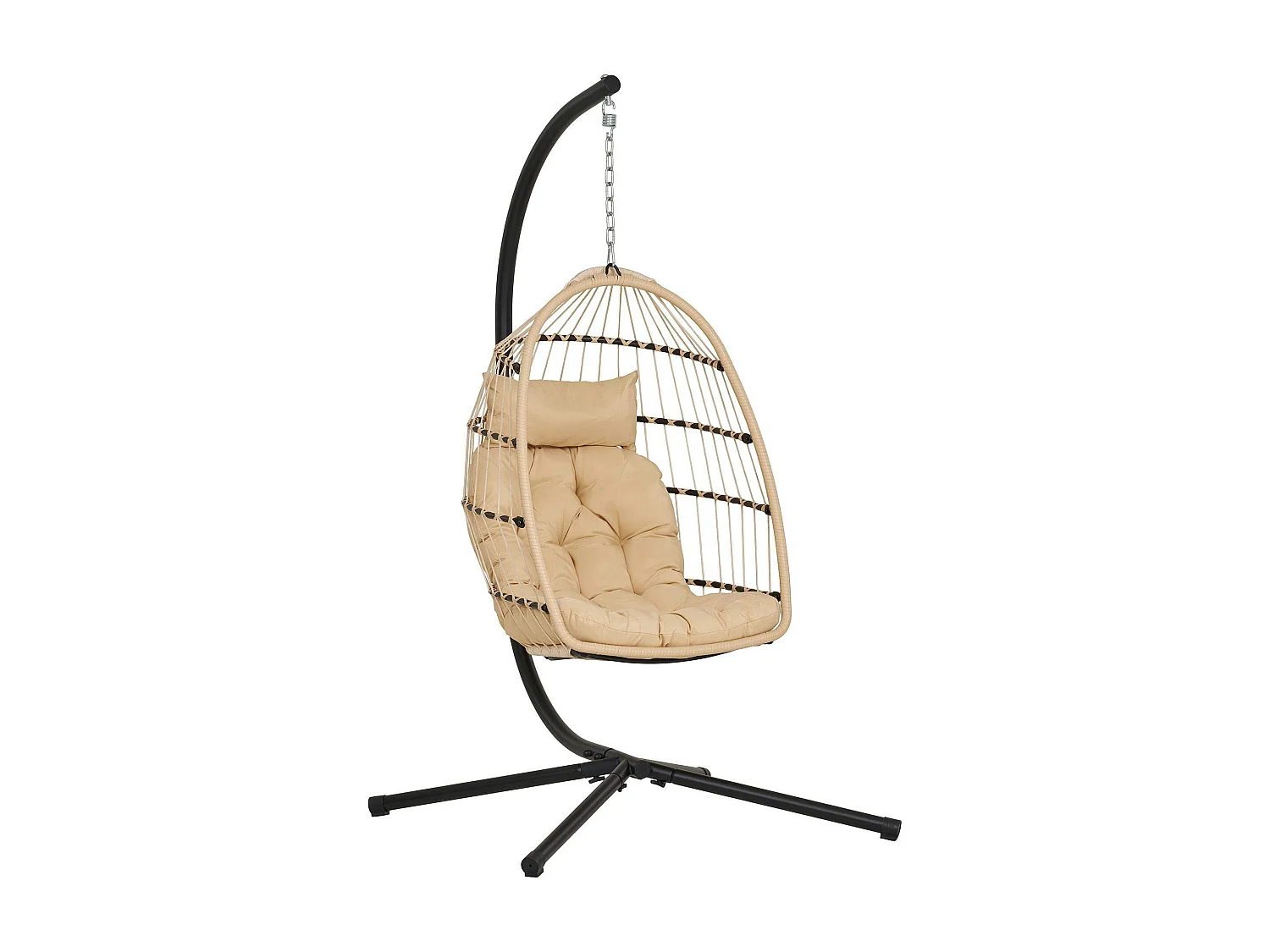 Fauteuil suspendu beige en résine tressée SOUTH BEACH