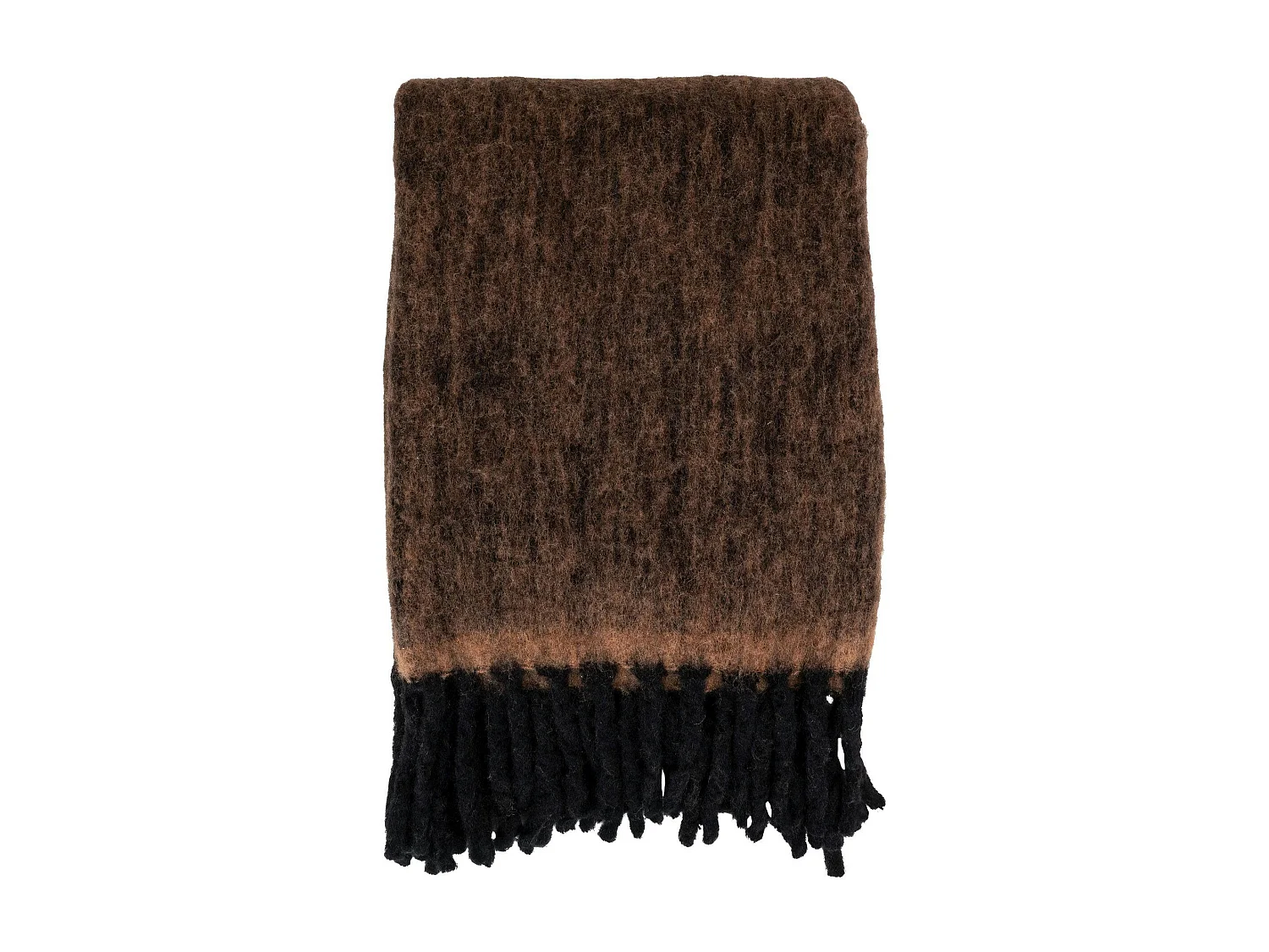 Plaid canapé marron - franges noires, 130x170 cm FALLON