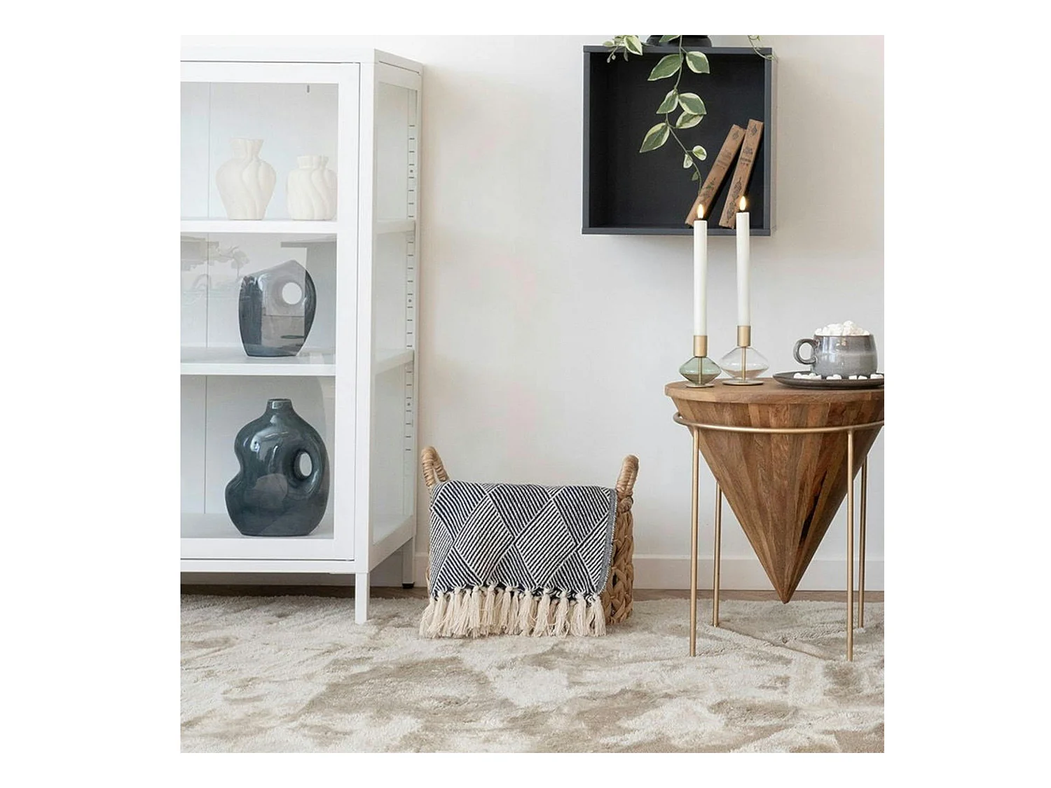 Jeté de canapé bleu marine motif losanges - 130x180 cm FALLON