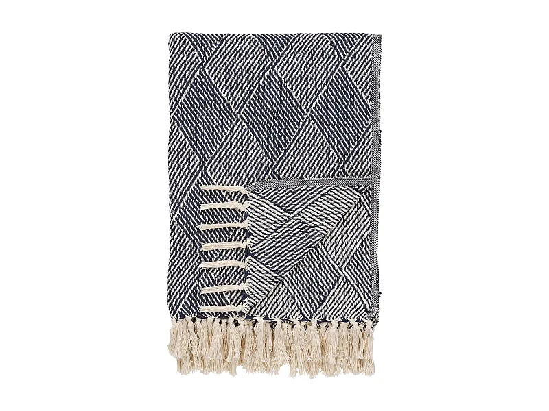 Jeté de canapé bleu marine motif losanges - 130x180 cm FALLON