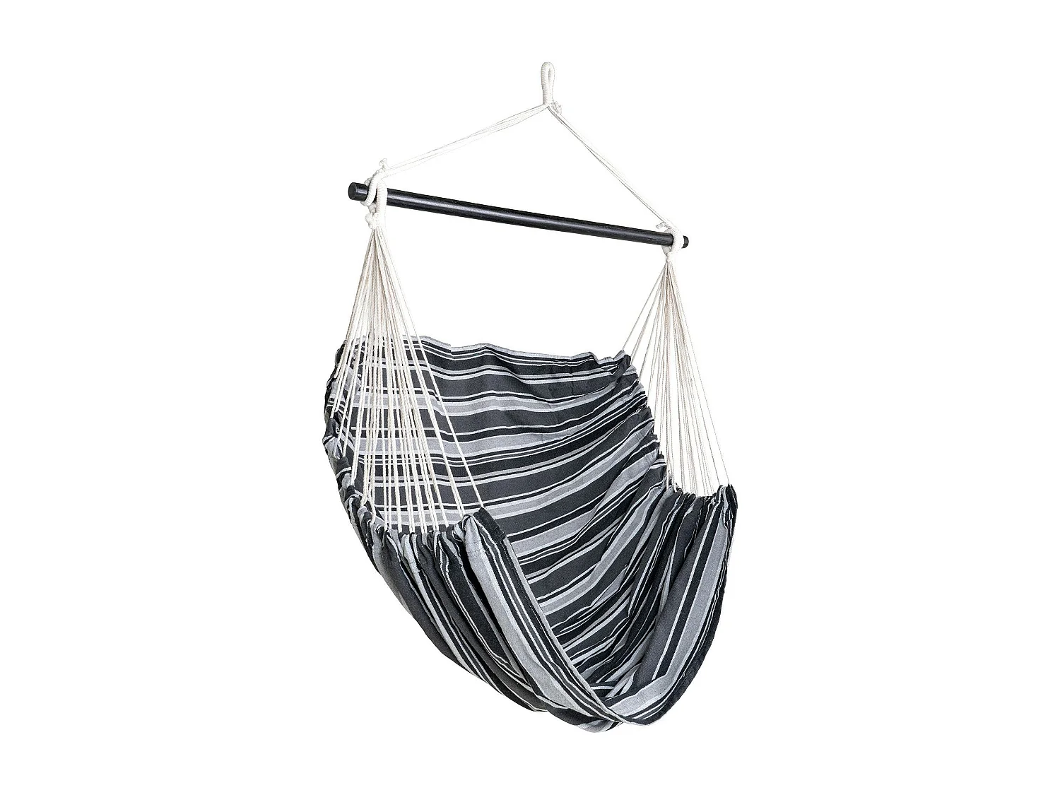 Hamac chaise suspendue en tissu gris, noir et blanc MENDOZA