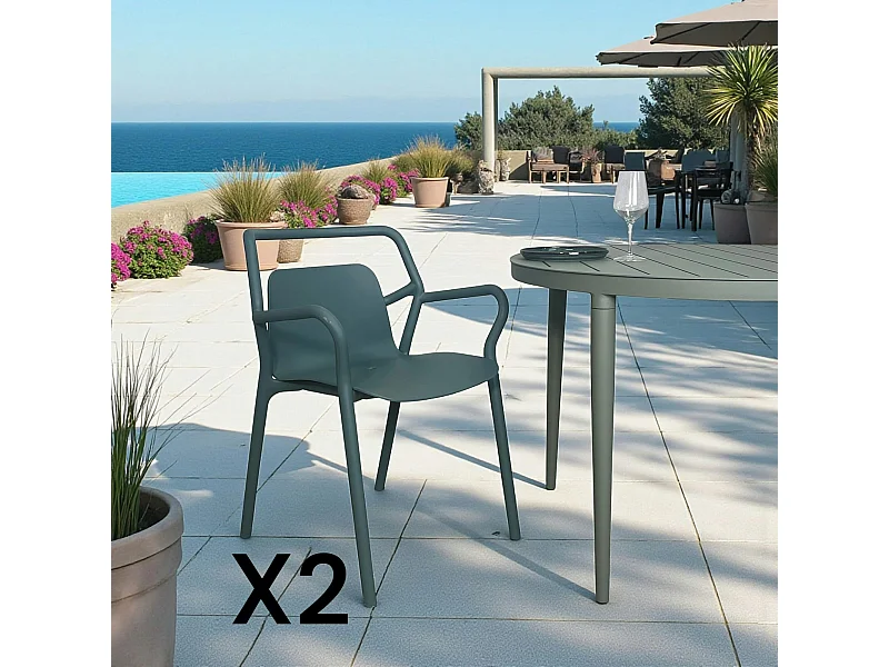 Chaise de jardin design bleue, empilable (lot de 2) PINETO