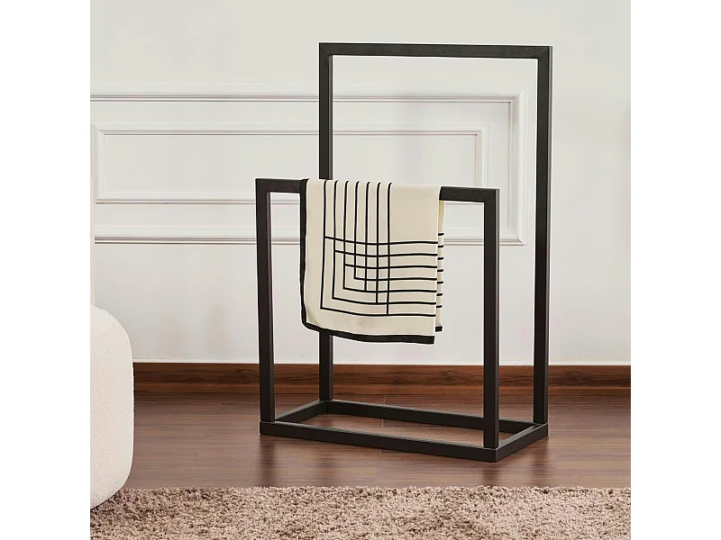 Porte-serviettes sur pied - 2 barres noires, style design SFAX