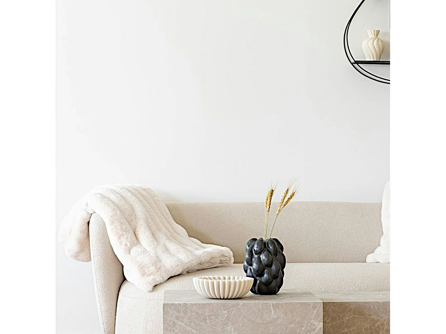 Plaid fausse fourrure blanc - esprit cocooning FALLON