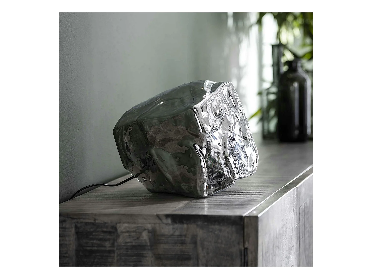 Lampe à poser contemporaine effet glaçon finition chromée NIAGARA