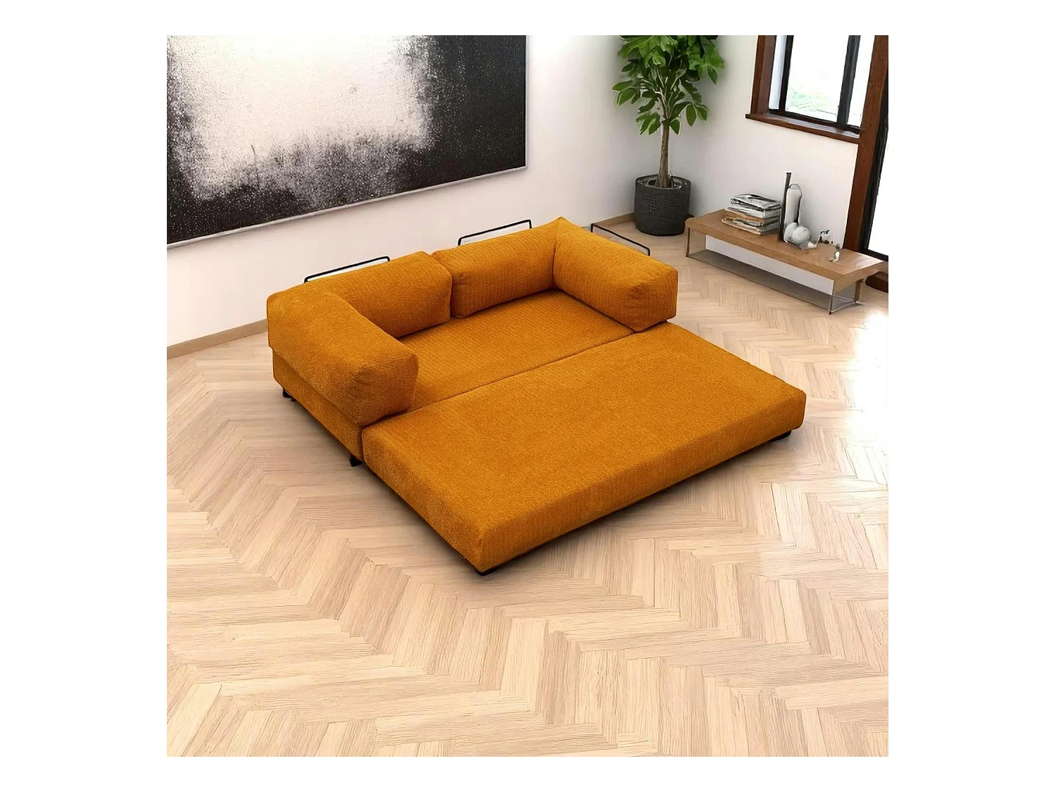 Canapé-lit ocre confort, 190 cm ALTEA