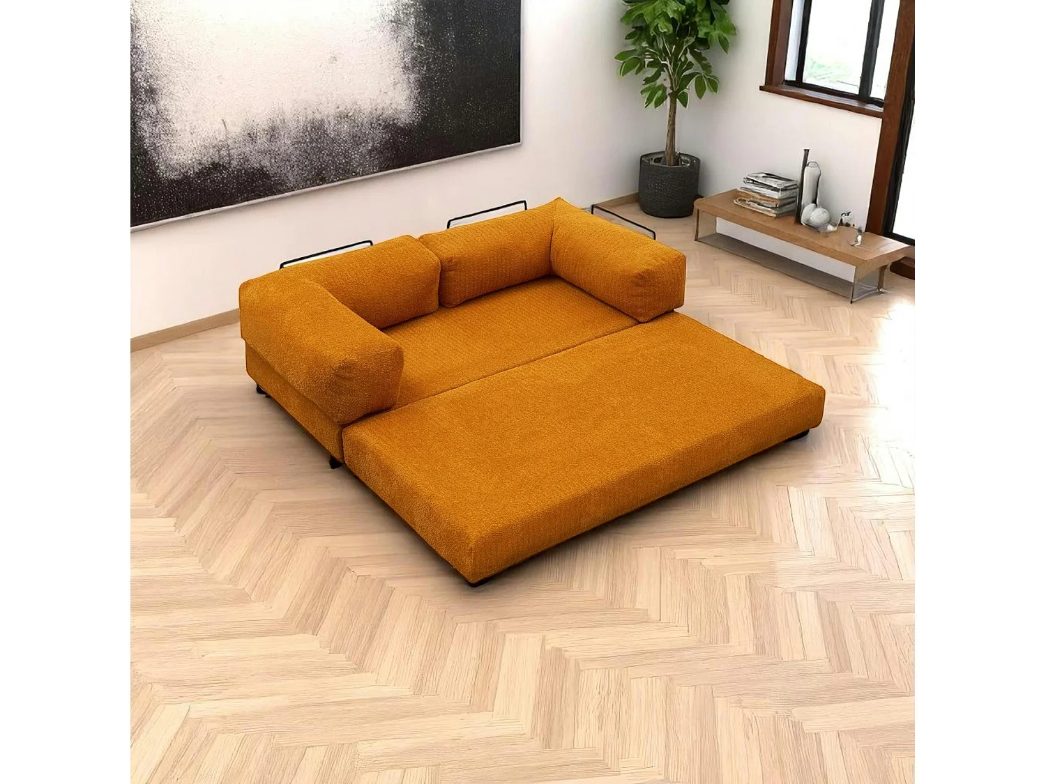 Canapé-lit ocre confort, 190 cm ALTEA