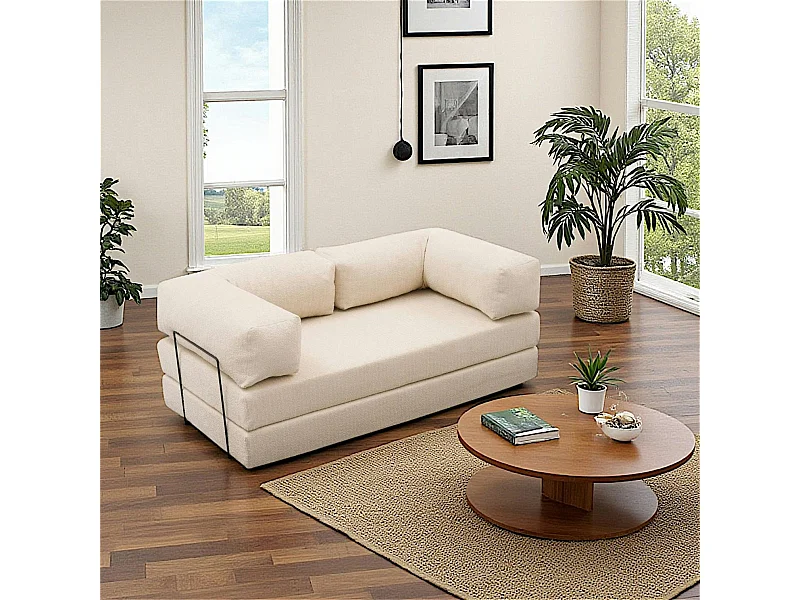 Canapé-lit écru confort, 190 cm ALTEA