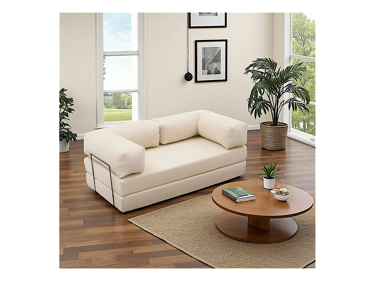 Canapé-lit écru confort, 190 cm ALTEA