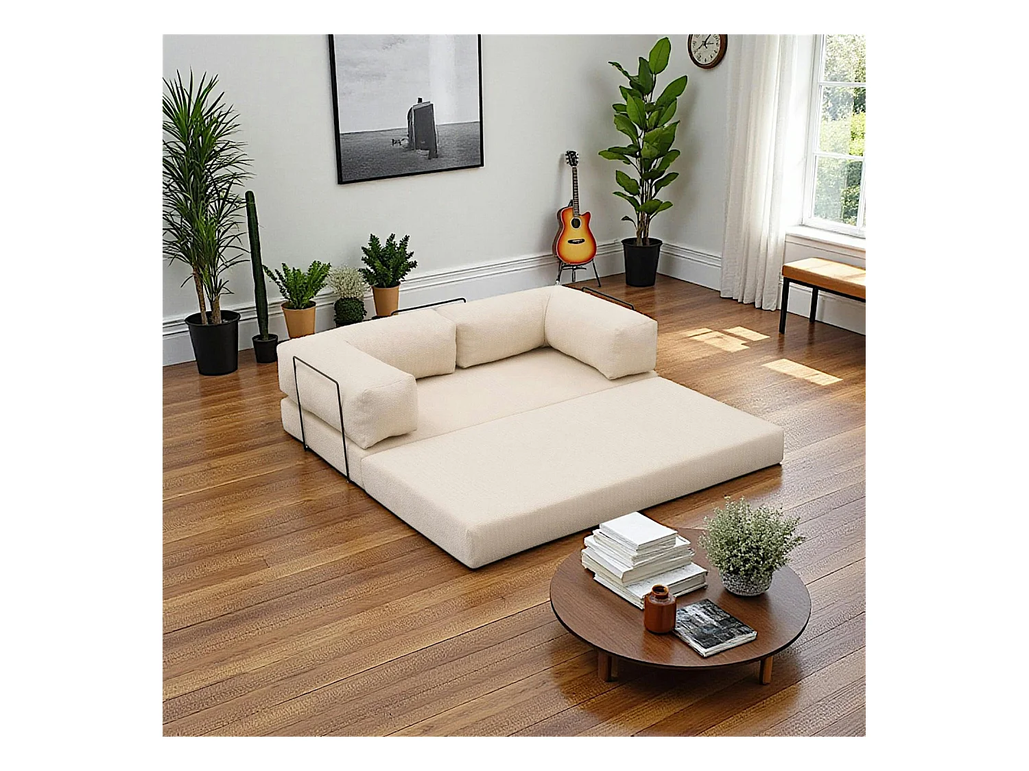 Canapé-lit écru confort, 190 cm ALTEA