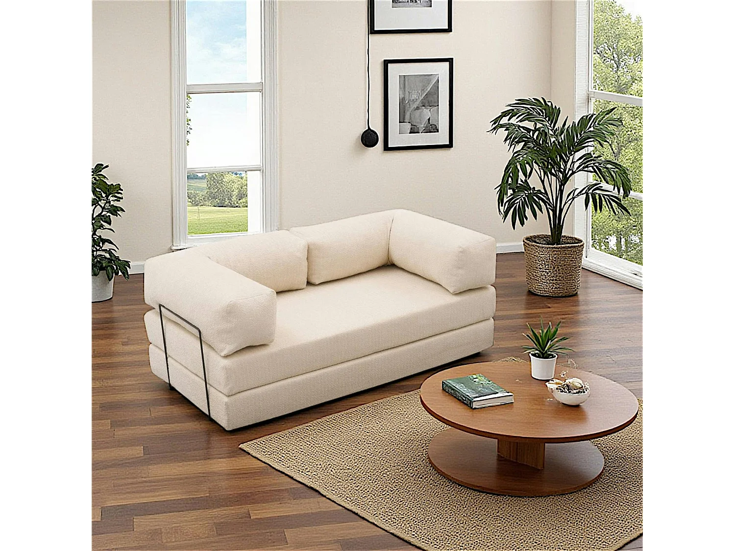 Canapé-lit écru confort, 190 cm ALTEA