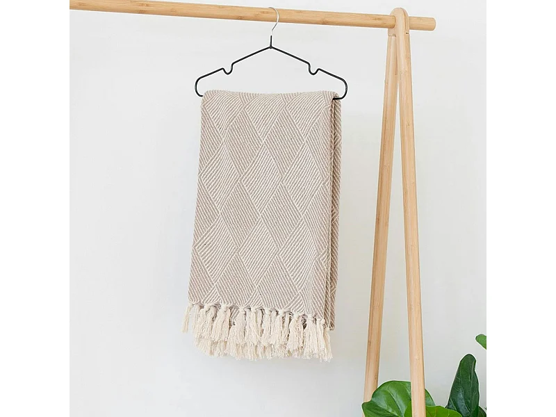 Jeté de canapé beige motif losanges - 130x180 cm FALLON