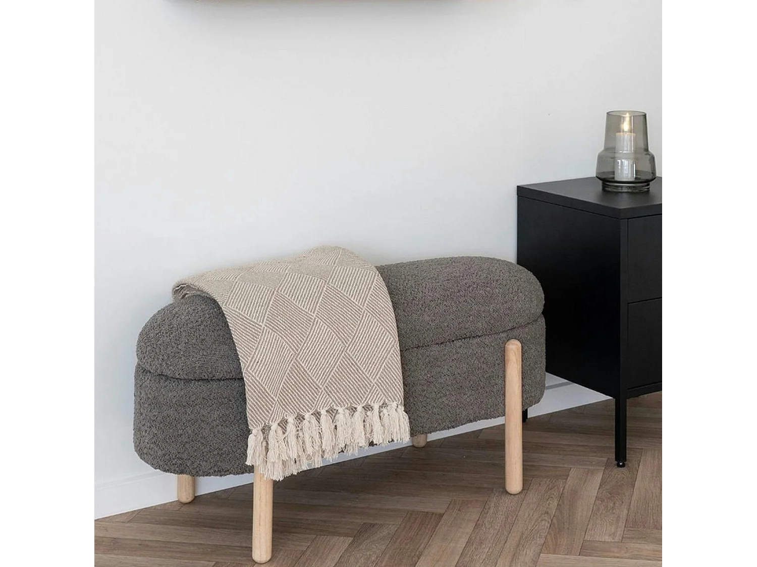 Jeté de canapé beige motif losanges - 130x180 cm FALLON