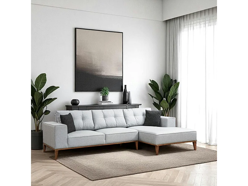 Canapé d'angle gris - lit d'appoint, côté droit LUCCA