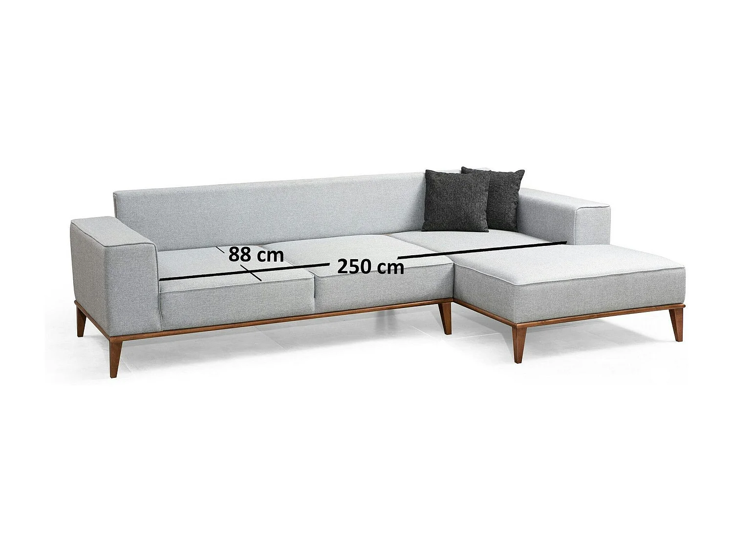 Canapé d'angle gris - lit d'appoint, côté droit LUCCA