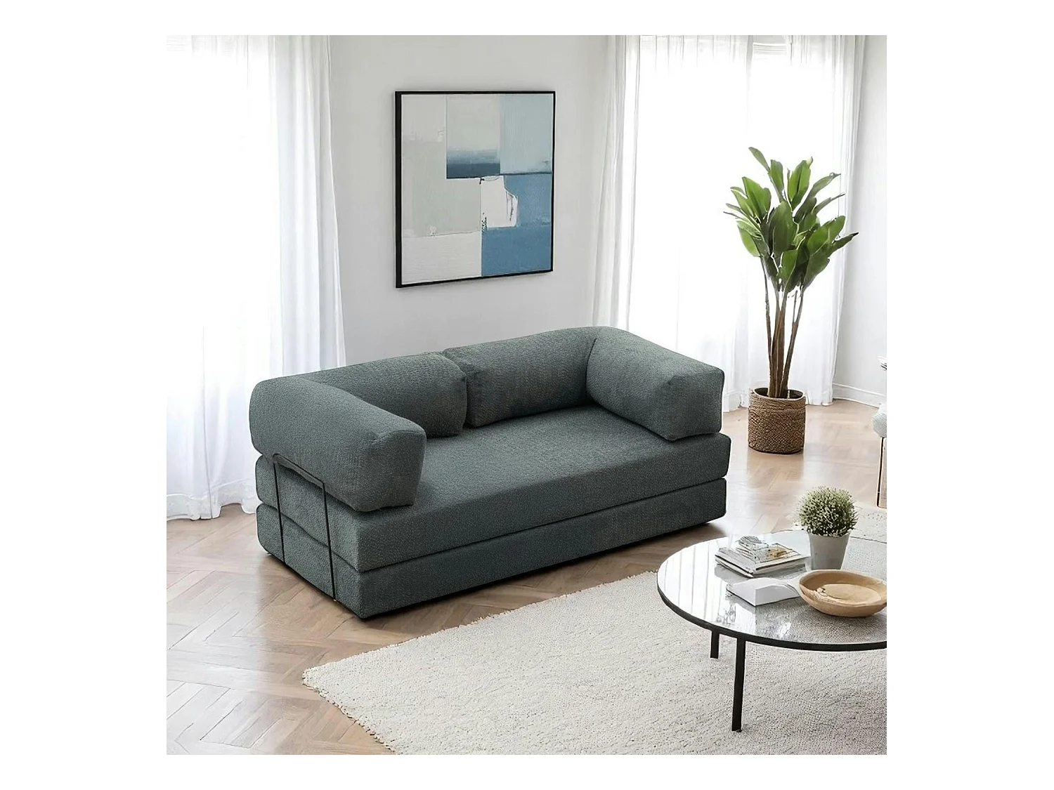 Canapé-lit vert confort, 190 cm ALTEA