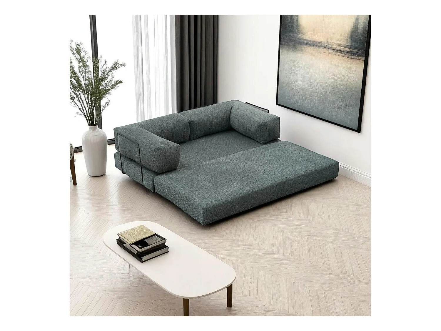 Canapé-lit vert confort, 190 cm ALTEA