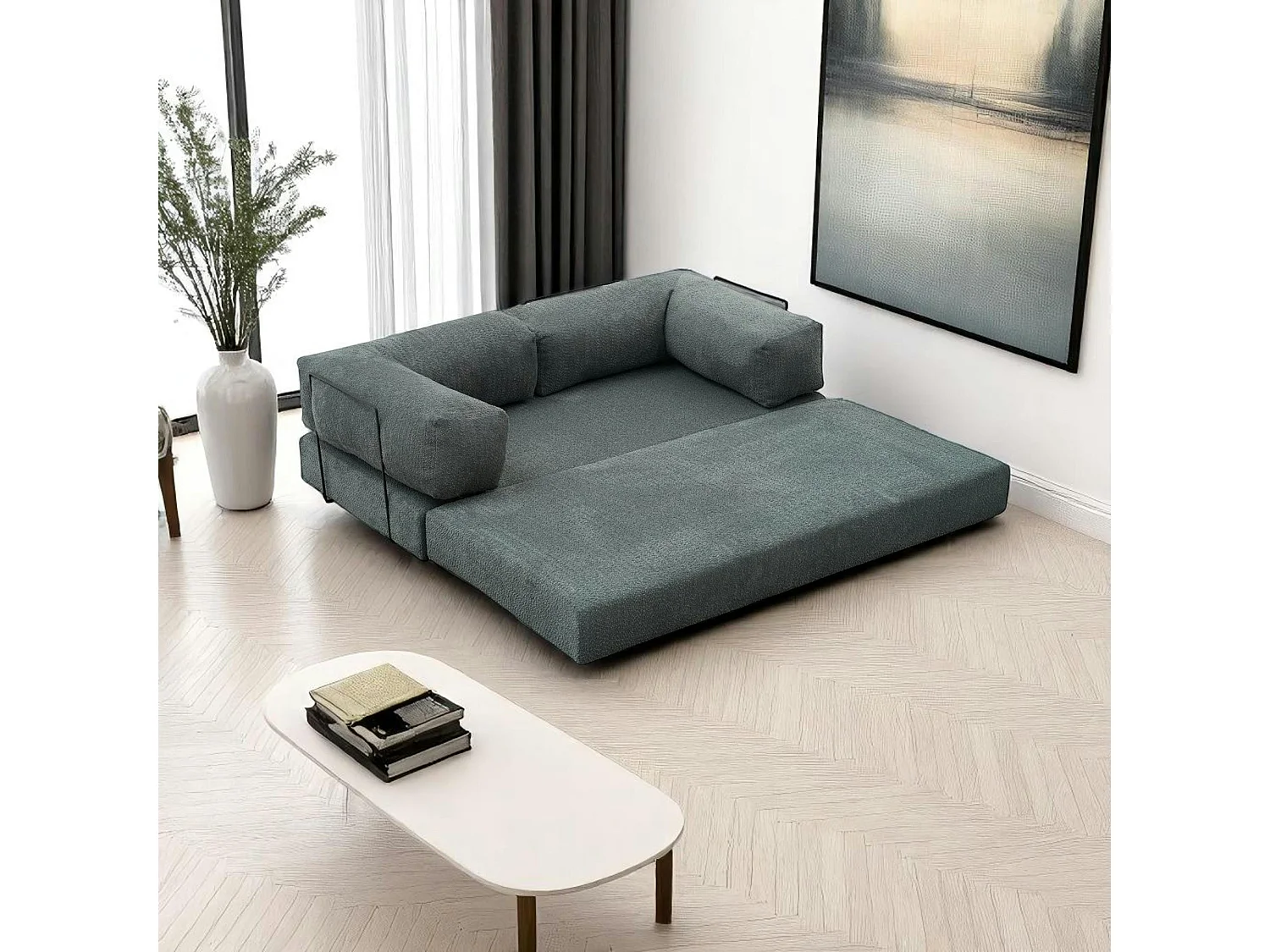 Canapé-lit vert confort, 190 cm ALTEA