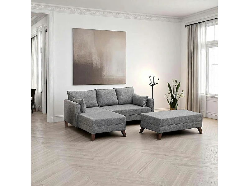 Canapé d’angle convertible gris chiné – côté gauche SPLIT