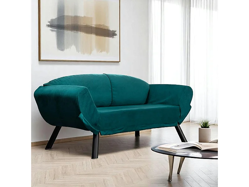 Banquette-lit bleu canard - format compact LUCCA