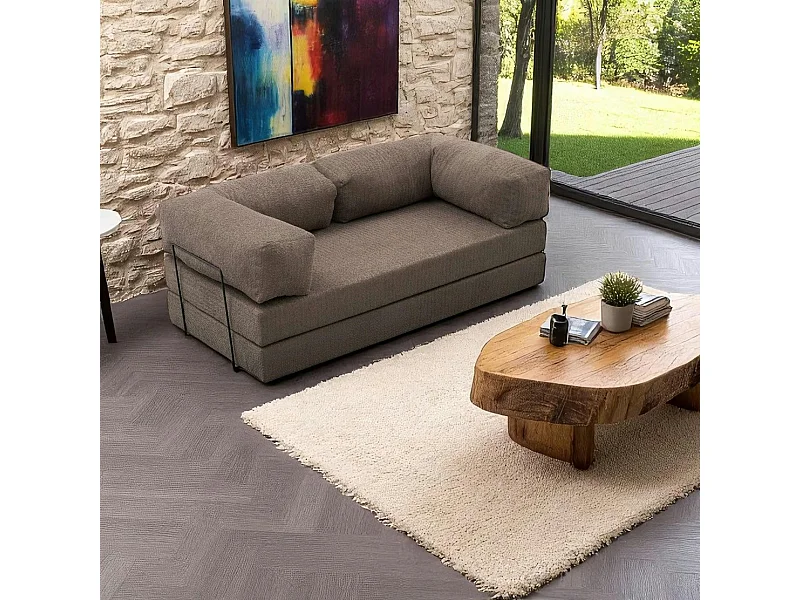 Canapé-lit taupe confort, 190 cm ALTEA