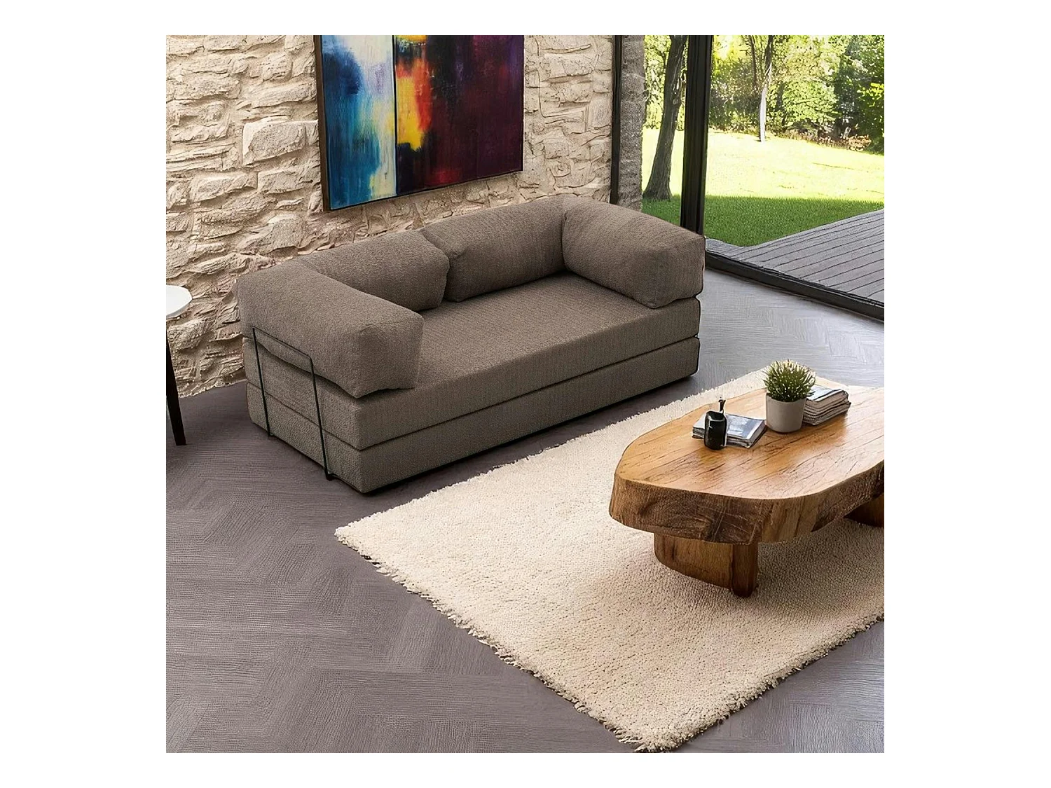 Canapé-lit taupe confort, 190 cm ALTEA