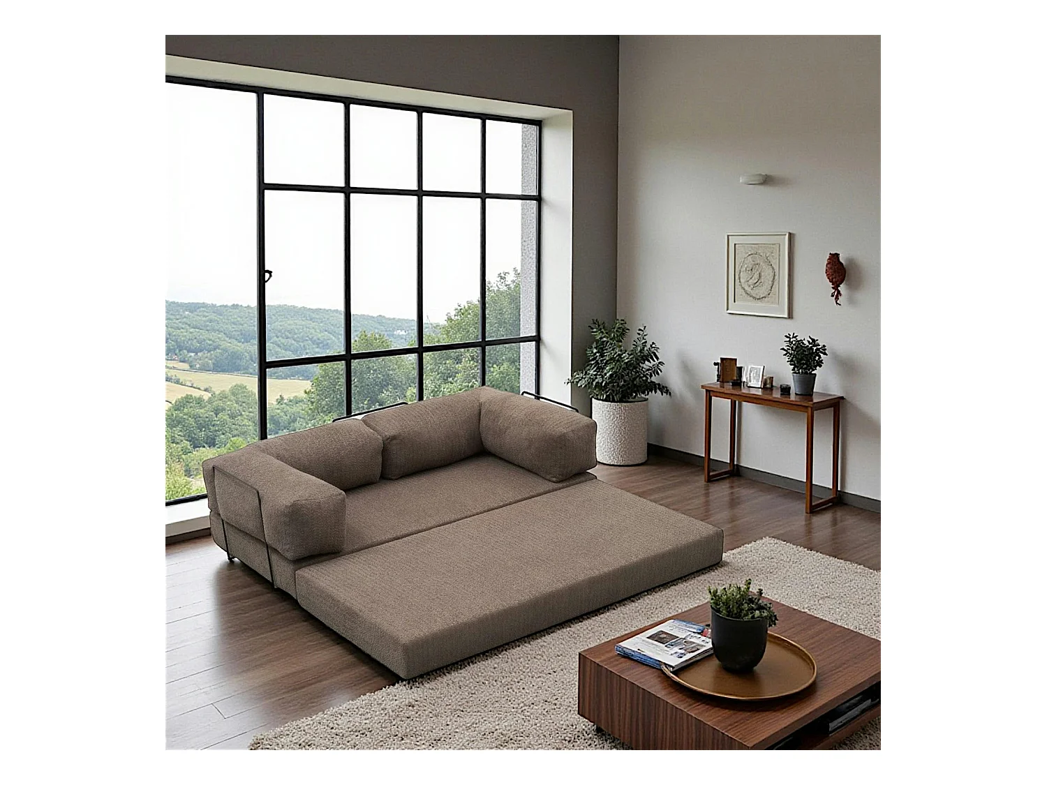 Canapé-lit taupe confort, 190 cm ALTEA
