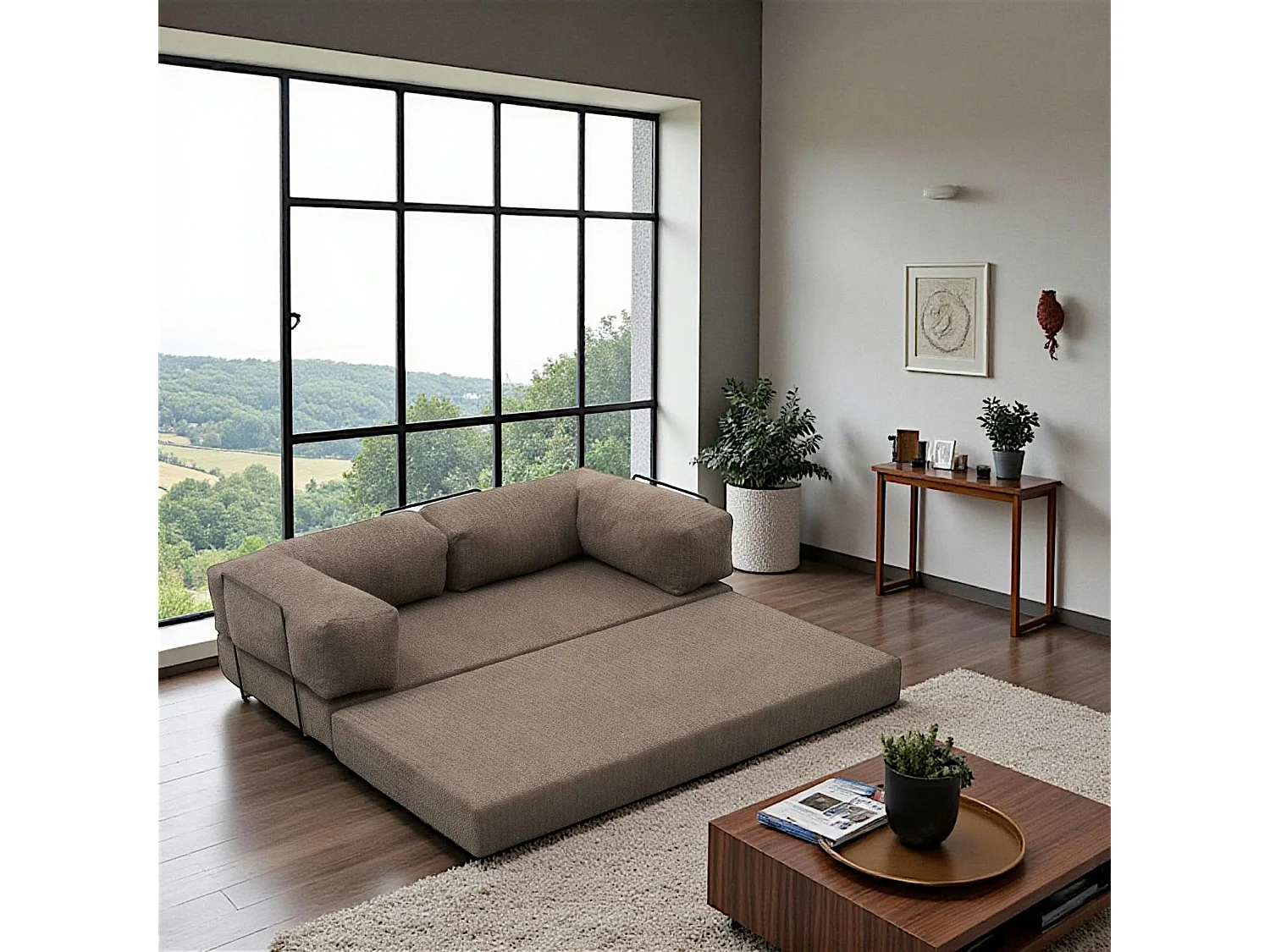 Canapé-lit taupe confort, 190 cm ALTEA