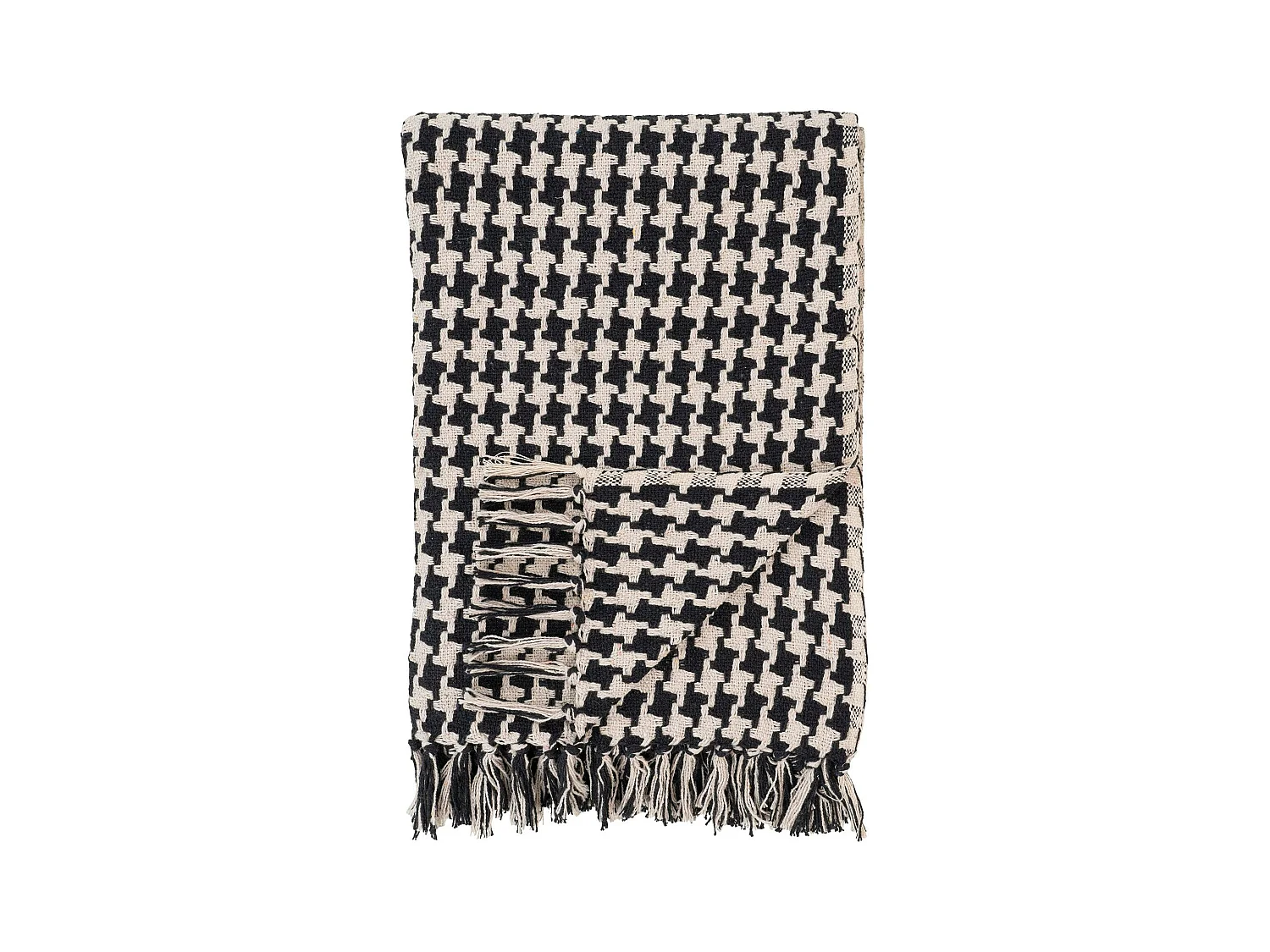 Jeté de canapé noir & blanc – motif pied-de-poule FALLON
