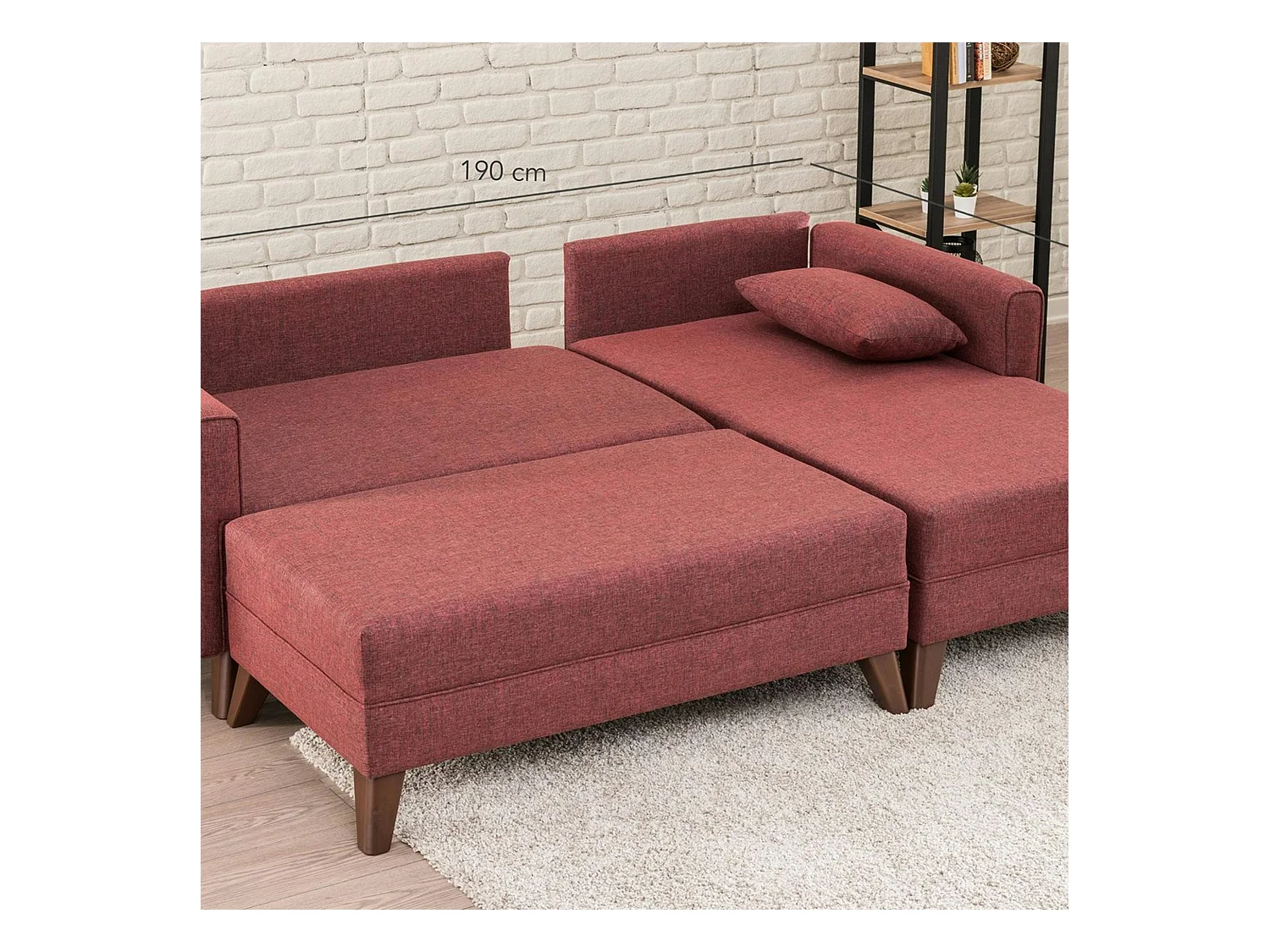 Canapé d’angle convertible rouge chiné - côté droit SPLIT