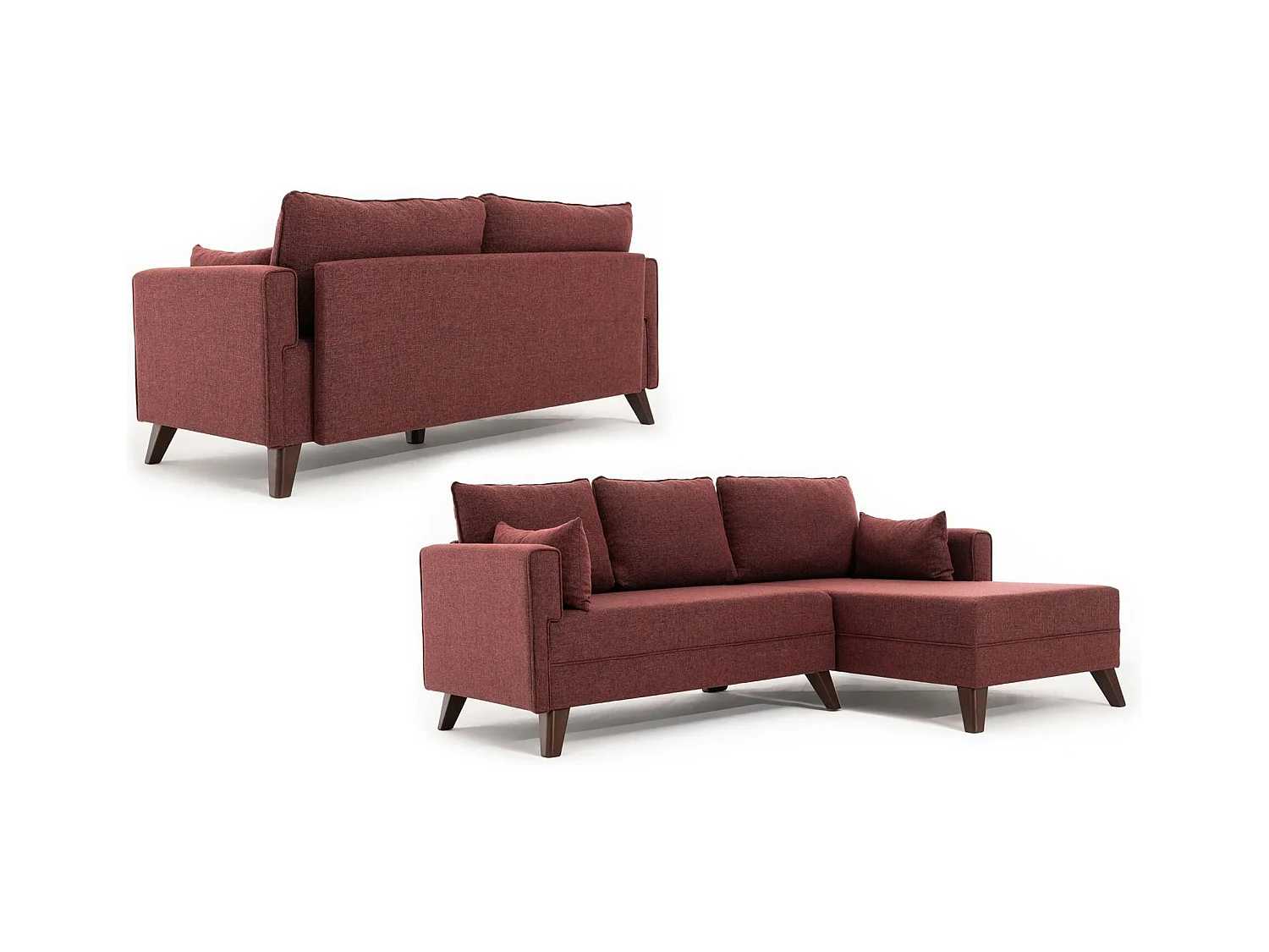 Canapé d’angle convertible rouge chiné - côté droit SPLIT