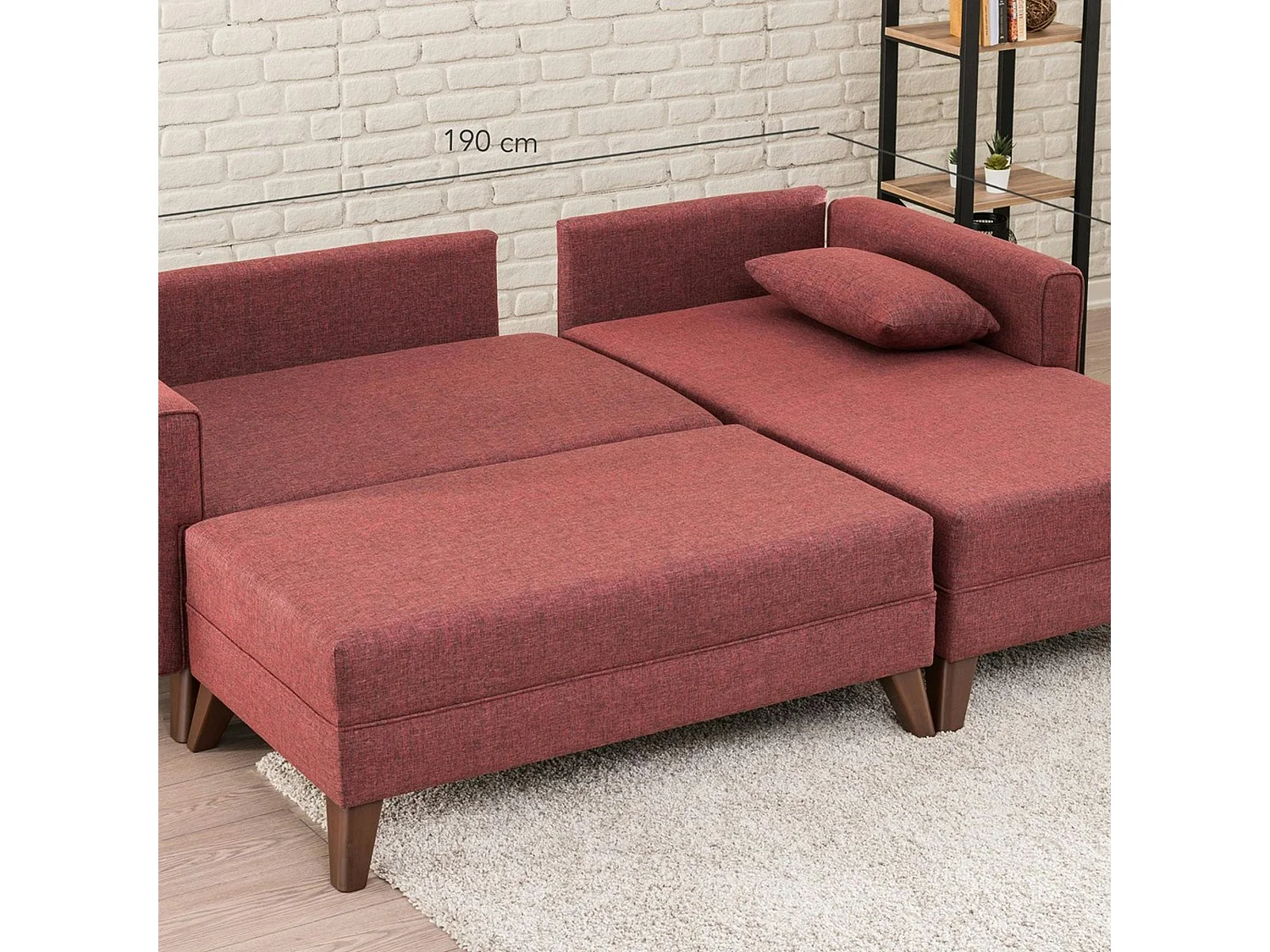 Canapé d’angle convertible rouge chiné - côté droit SPLIT