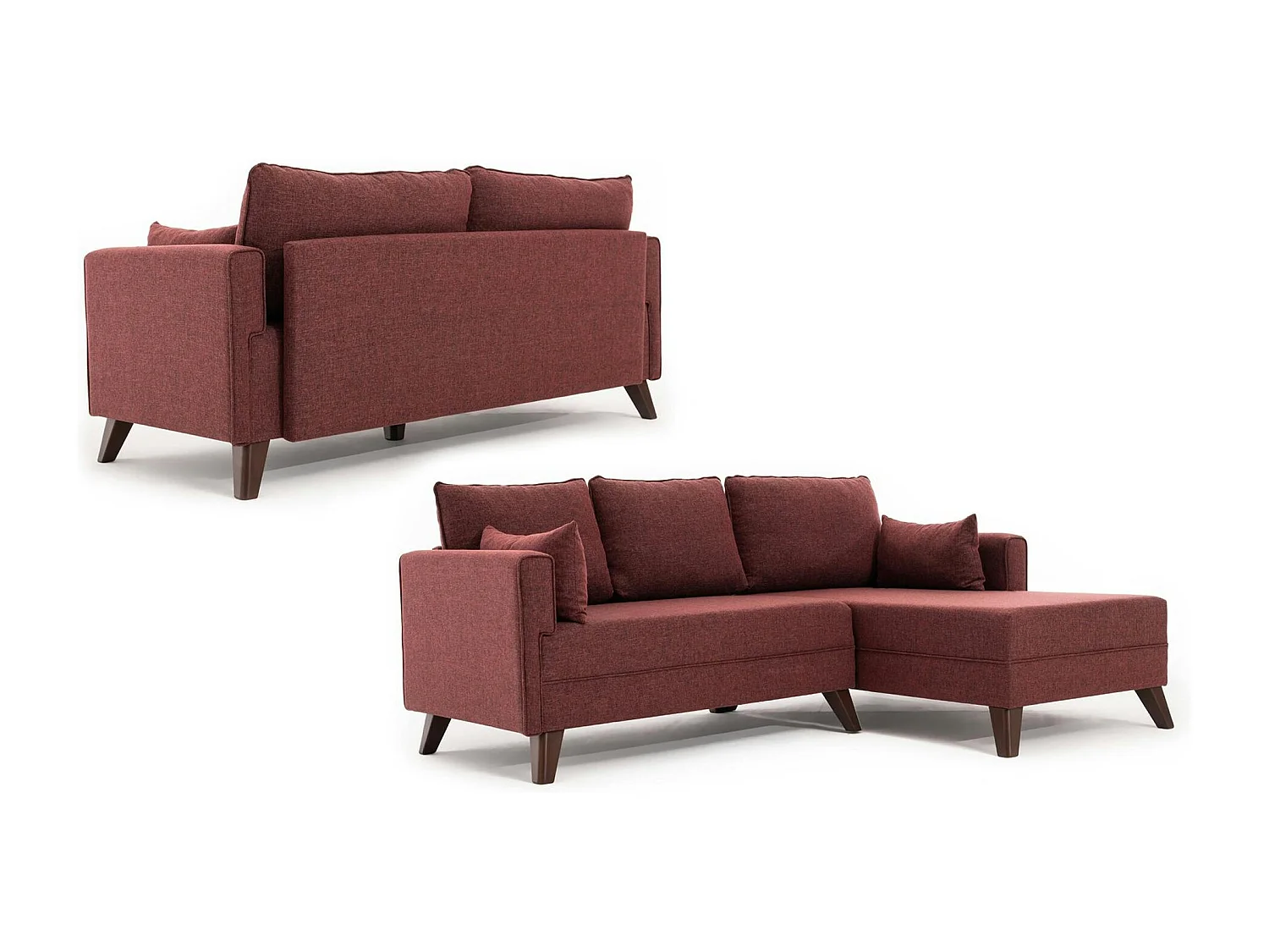 Canapé d’angle convertible rouge chiné - côté droit SPLIT