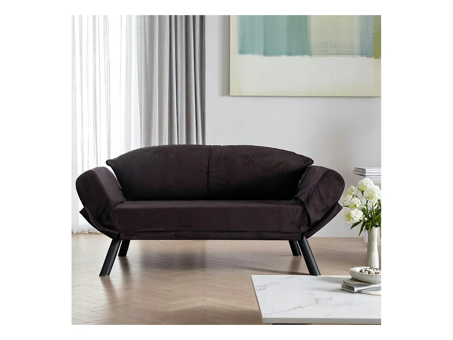 Banquette-lit noire - format compact LUCCA