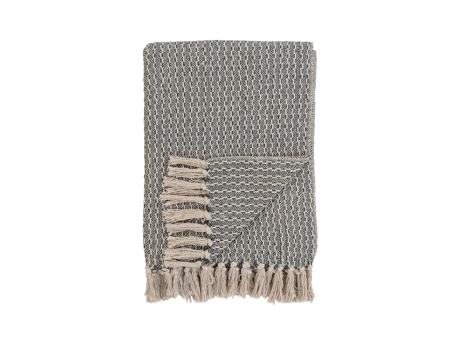 Jeté de canapé gris à losanges - franges, 130x160 cm FALLON