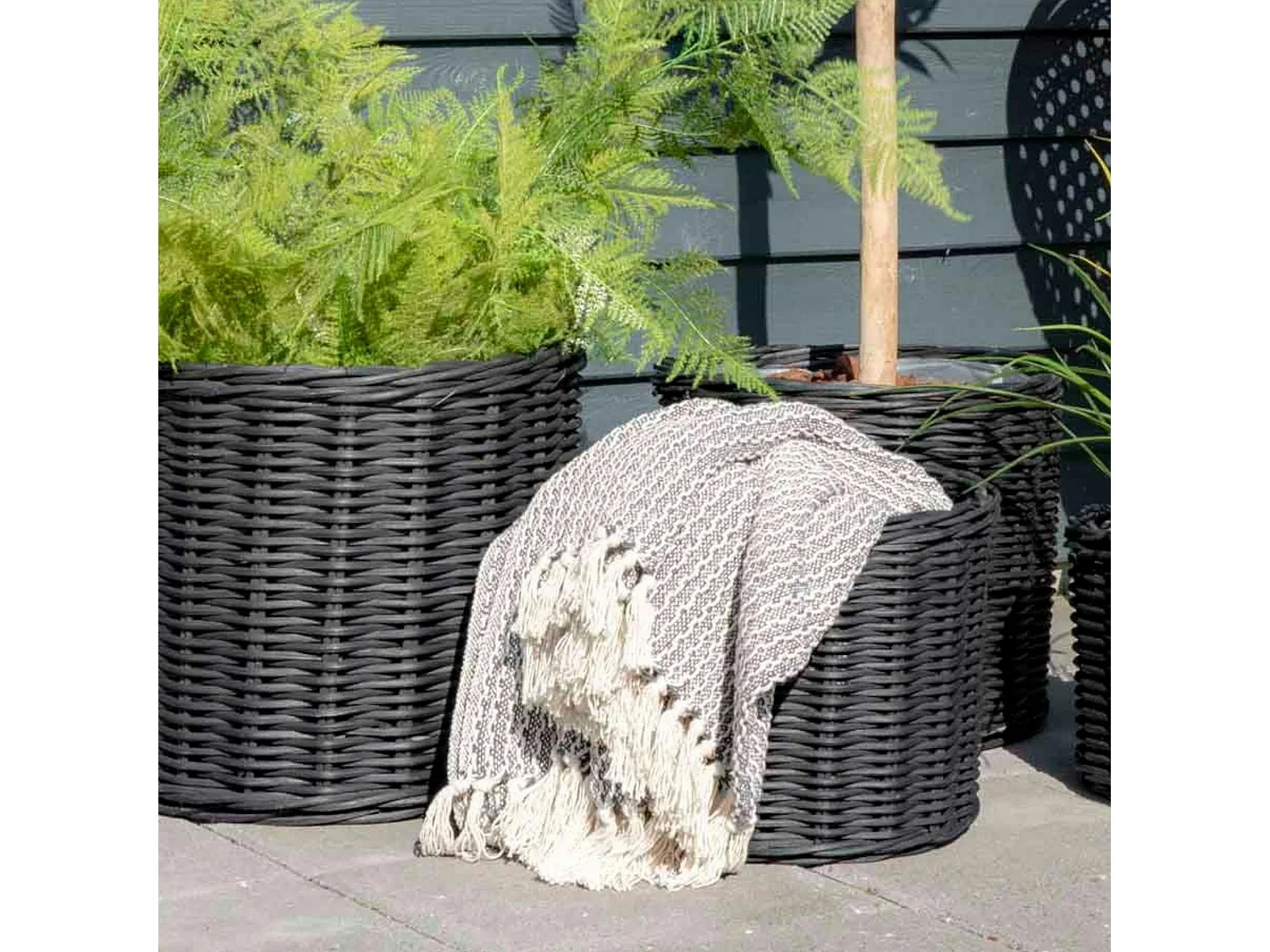 Jeté de canapé gris à losanges - franges, 130x160 cm FALLON