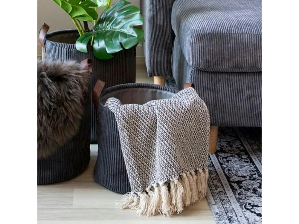 Jeté de canapé gris à losanges - franges, 130x160 cm FALLON