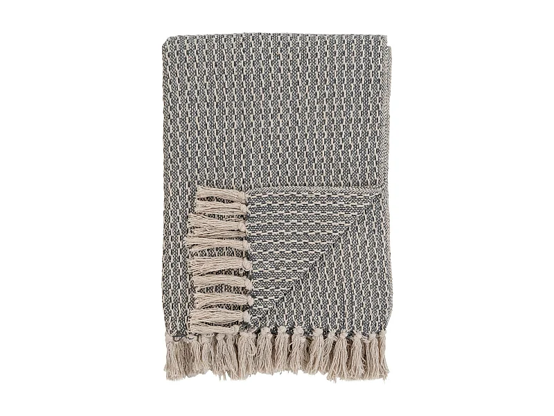Jeté de canapé gris à losanges - franges, 130x160 cm FALLON