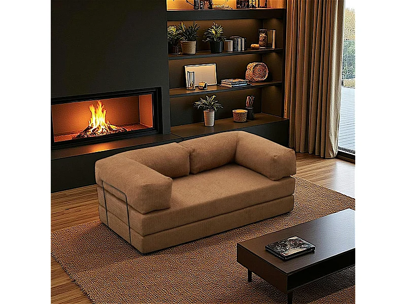 Canapé-lit marron confort, 190 cm ALTEA