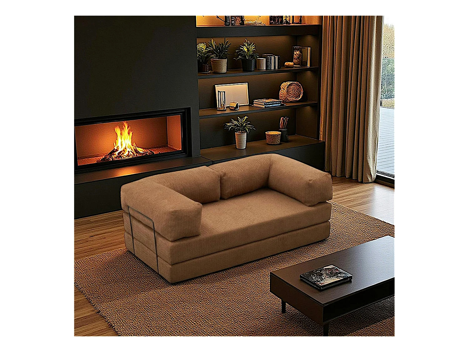 Canapé-lit marron confort, 190 cm ALTEA