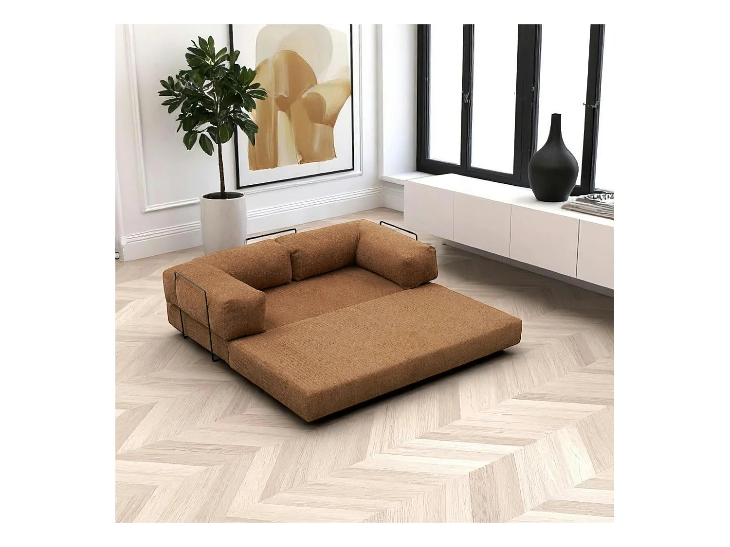 Canapé-lit marron confort, 190 cm ALTEA