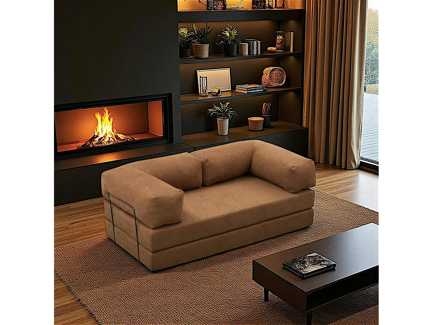 Canapé-lit marron confort, 190 cm ALTEA